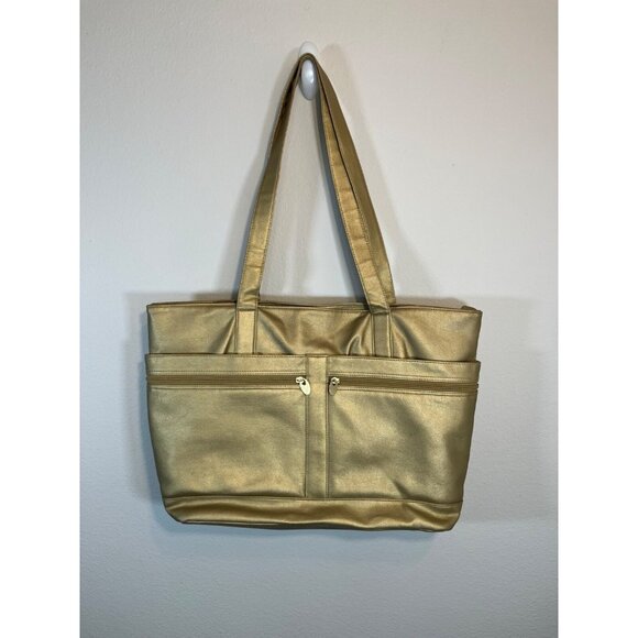 Gold Tone Large Satchel Bag - Picture 1 of 16